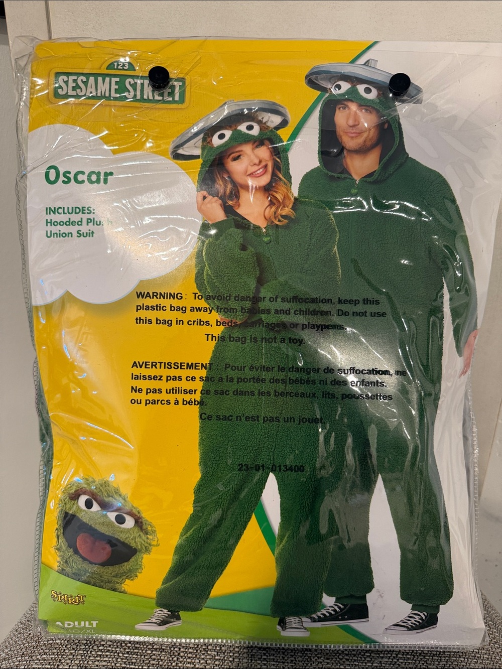 Sesame Street Oscar Hooded Plush Union Suit Costume - Green